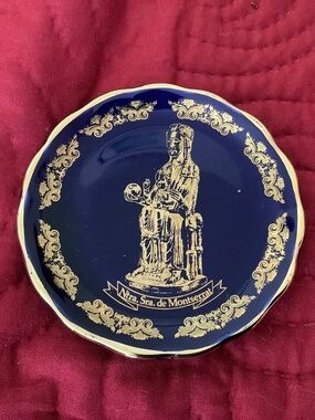 VINTAGE Ntra. Sra. De Montserrat Decorative Plate with Gold Trim
